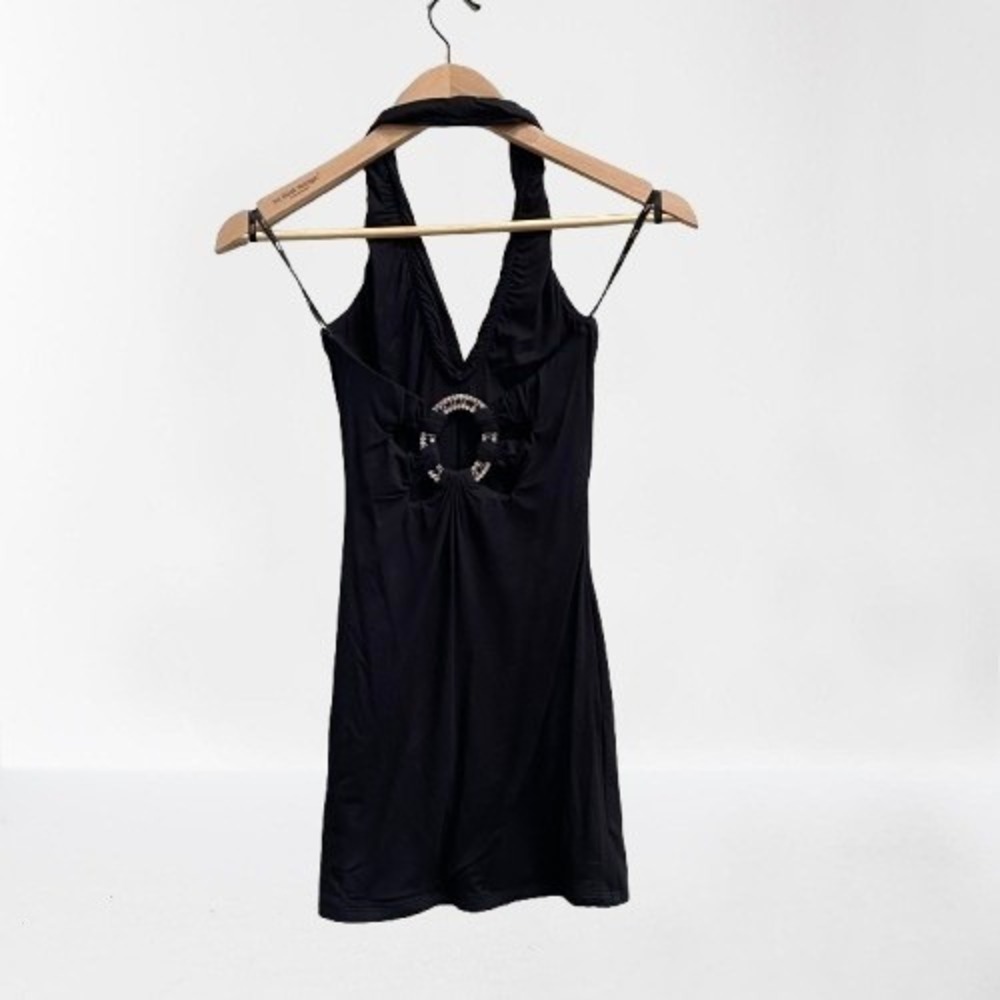NEW Sky‎ Halter Top Embellished Open Back Black XS